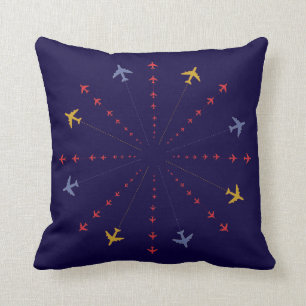 seamless aeroplanes blue decor cushion