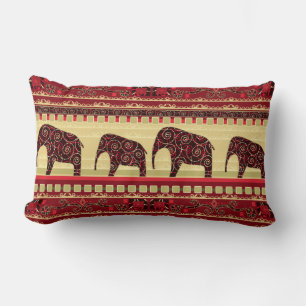 Seamless african ethno design elephants ornamental lumbar cushion