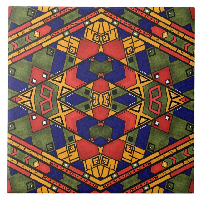 Seamless african ethno traditional texture pattern ceramic tile (Front)