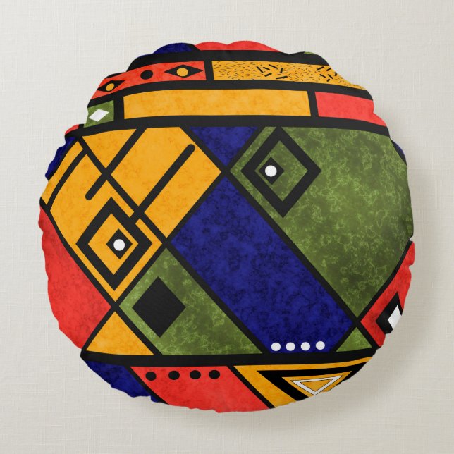 Seamless african ethno traditional texture pattern round cushion (Front)