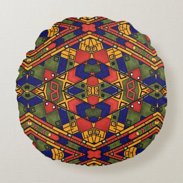 Seamless african ethno traditional texture pattern round cushion (Front)