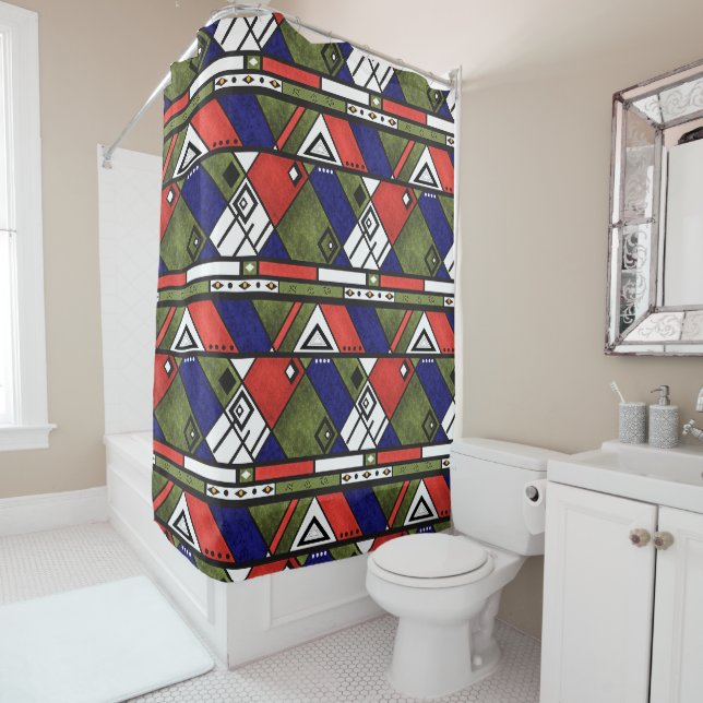 Seamless african ethno traditional texture pattern shower curtain (In Situ)