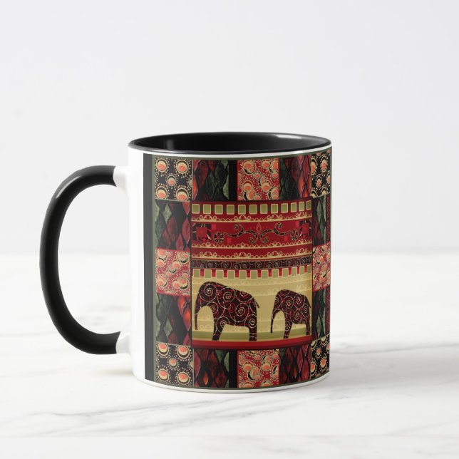 Seamless african patchwork ornamental indian eleph mug (Left)