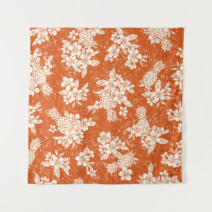 Seamless aloha pattern of hibiscus and pineapple, tapestry