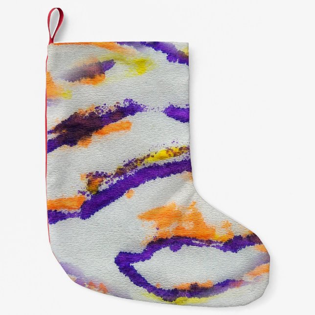 Seamless animal zebra. Dirty art pattern. Abstract Small Christmas Stocking (Front)