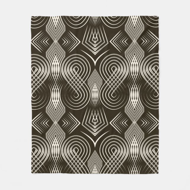 Seamless antique art deco pattern ornament. Geomet Fleece Blanket (Front)