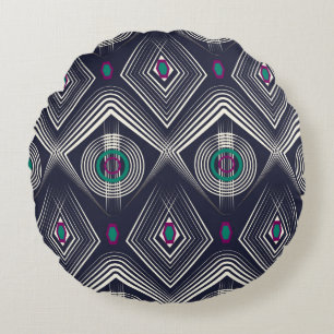 Seamless antique pattern ornament. Geometric styli Round Cushion