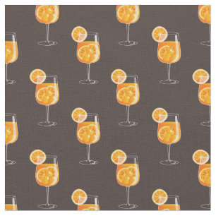 Seamless Aperol Spritz Cocktail Pattern Fabric