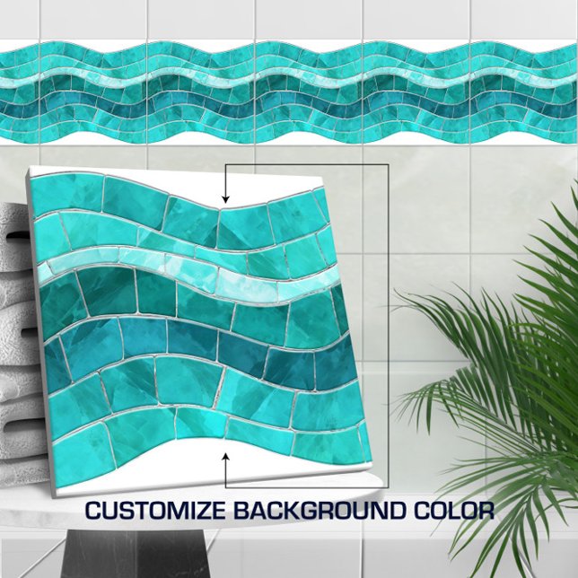 Seamless Aquamarine Mosaic Wave Ceramic Tile (Creator Uploaded)