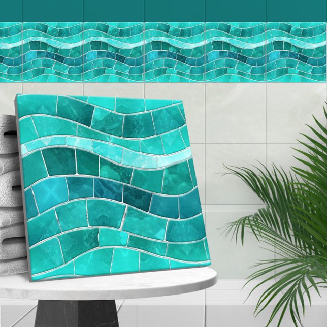 Seamless Aquamarine Mosaic Wave Ceramic Tile (Creator Uploaded)