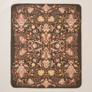 Seamless Arabesque Floral Pattern. Art Deco Style  Sherpa Blanket