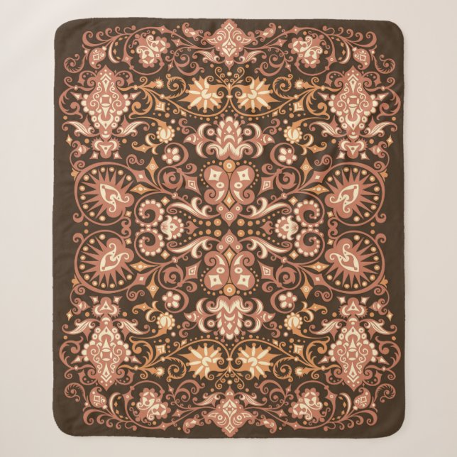 Seamless Arabesque Floral Pattern. Art Deco Style  Sherpa Blanket (Front)