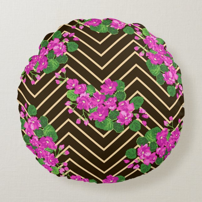 Seamless ardent pattern in sweet flowers. Composit Round Cushion (Front)