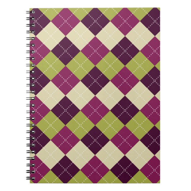 Seamless argyle pattern. Diamond shapes background Notebook (Front)