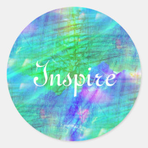 seamless art background watercolor blue, green classic round sticker