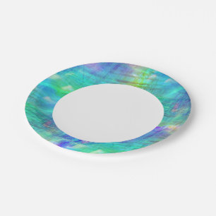 seamless art background watercolor blue, green paper plate