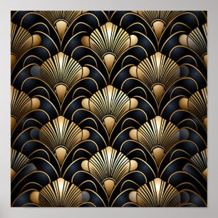 Seamless art deco background poster