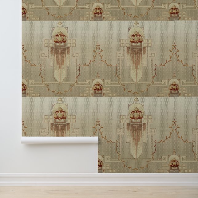 Seamless Art Nouveau Geometric Cartouches Pattern Wallpaper (Application)