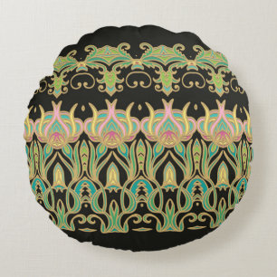 Seamless art ornament in Art Nouveau style Round Cushion