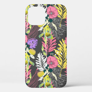 Seamless artistic flower pattern, beautiful tropic iPhone 12 case