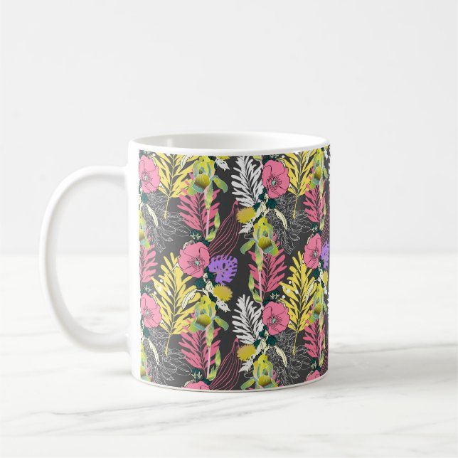 Seamless artistic flower pattern, beautiful tropic coffee mug (Left)
