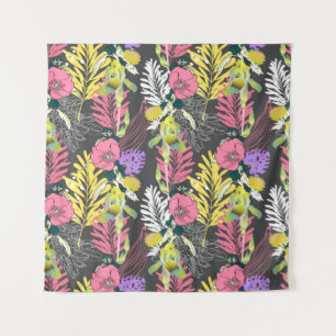 Seamless artistic flower pattern, beautiful tropic tapestry