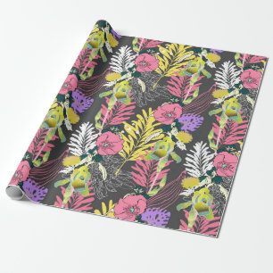 Seamless artistic flower pattern, beautiful tropic wrapping paper