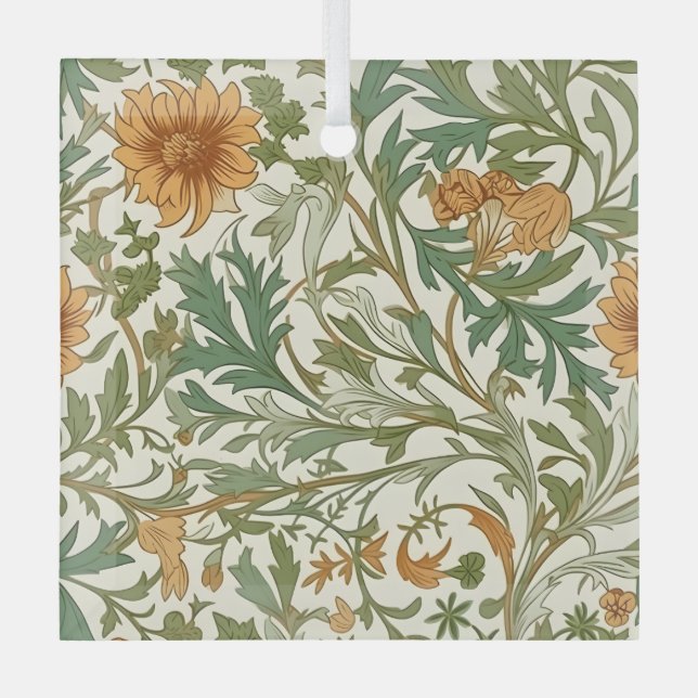 Seamless Arts and Crafts style repeating pattern Glass Tree Decoration (Front)