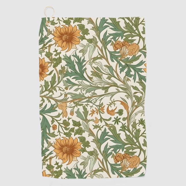 Seamless Arts and Crafts style repeating pattern Golf Towel (Front)