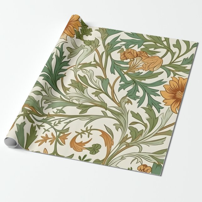 Seamless Arts and Crafts style repeating pattern Wrapping Paper (Unrolled)