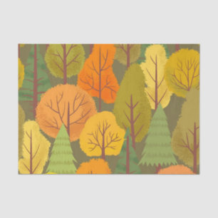 Seamless autumn forest trees pattern colourful tissue paper