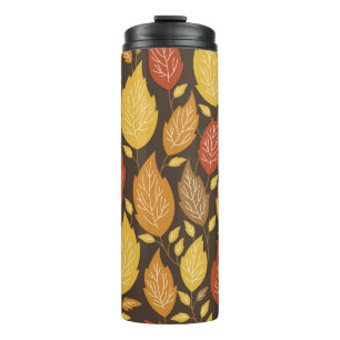 seamless autumn pattern with a colour leaves  thermal tumbler