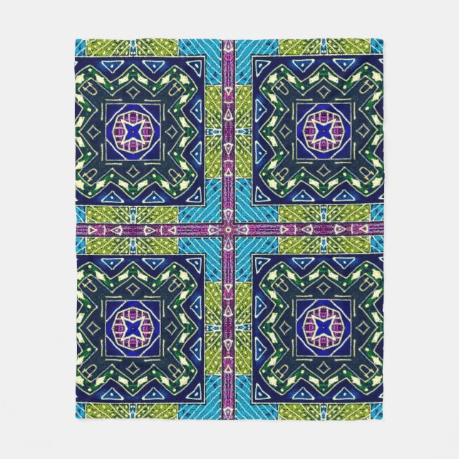 Seamless Aztec Pattern. Ikat Chevron Cloth. Repeat Fleece Blanket (Front)