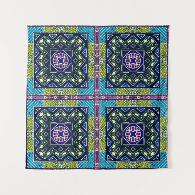 Seamless Aztec Pattern. Ikat Chevron Cloth. Repeat Tapestry (Front)
