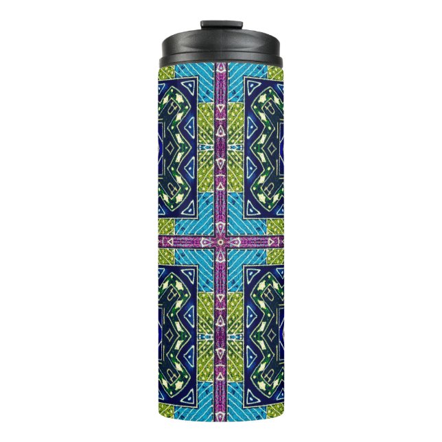 Seamless Aztec Pattern. Ikat Chevron Cloth. Repeat Thermal Tumbler (Front)