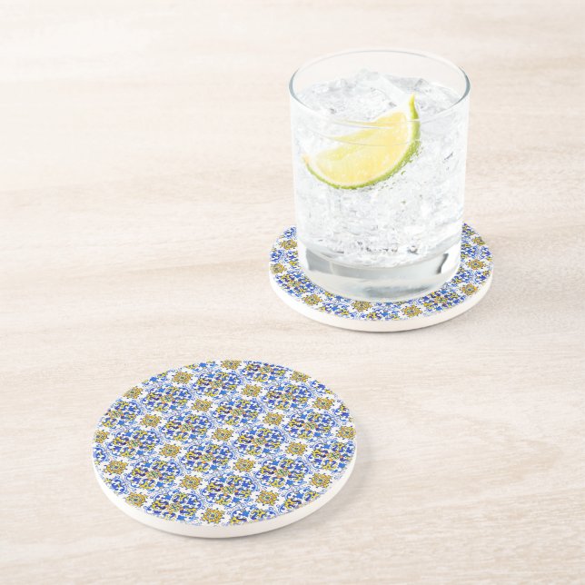 Seamless Azulejo Art Tile Coaster (Side)