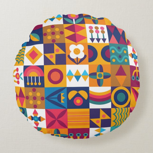 Seamless background design modern art round cushion (Front)