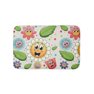 Seamless background design with colourful flowers bath mat