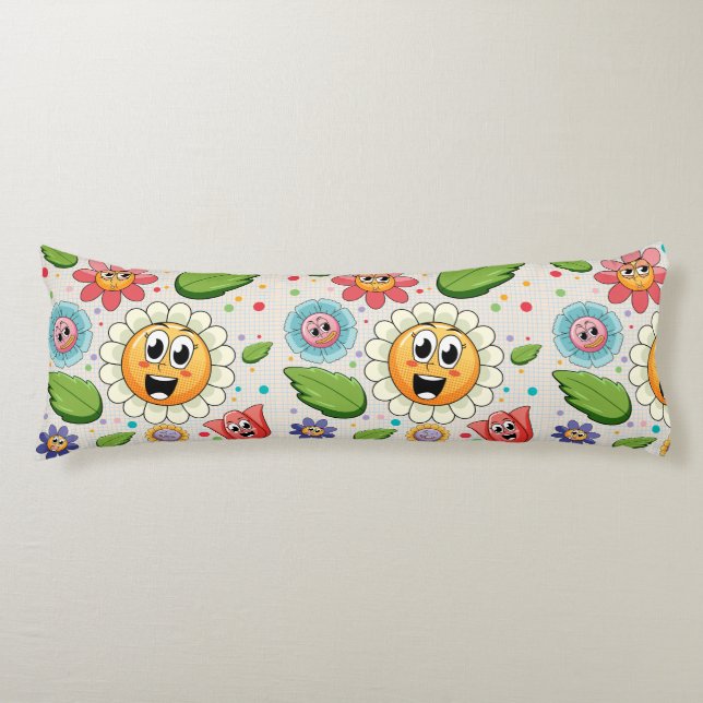 Seamless background design with colourful flowers body cushion (Front)