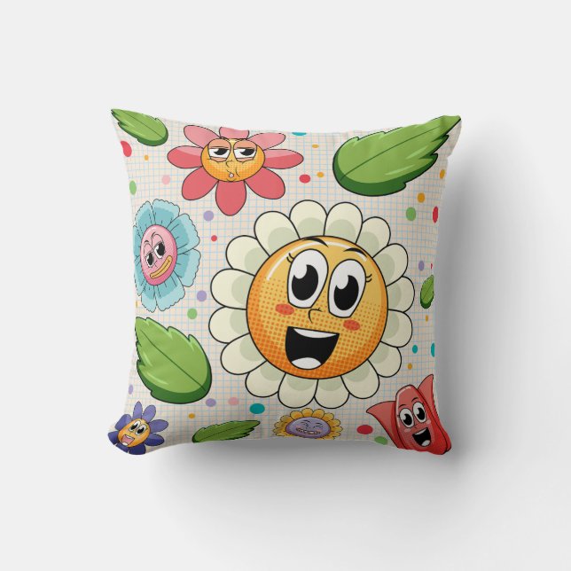 Seamless background design with colourful flowers  cushion (Front)