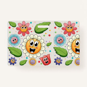 Seamless background design with colourful flowers  ID badge