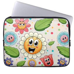 Seamless background design with colourful flowers laptop sleeve