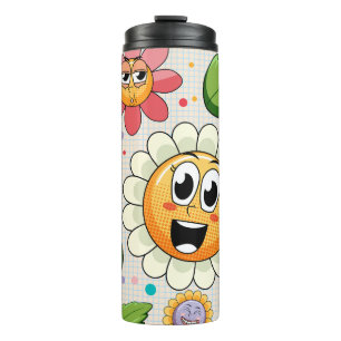 Seamless background design with colourful flowers  thermal tumbler