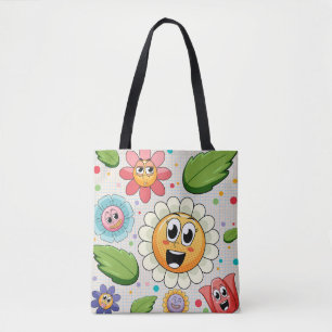 Seamless background design with colourful flowers tote bag