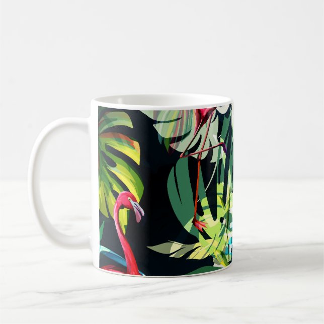 Seamless background floral pattern. Tropical leave Coffee Mug (Left)