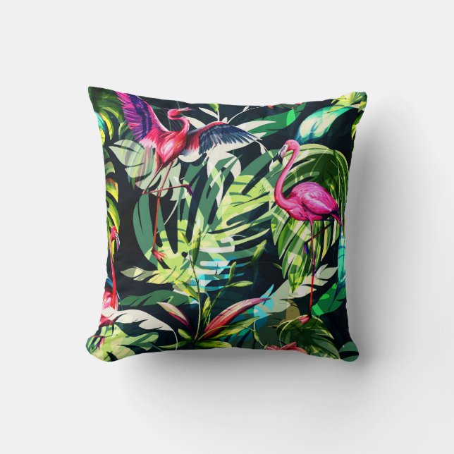 Seamless background floral pattern. Tropical leave Cushion (Front)