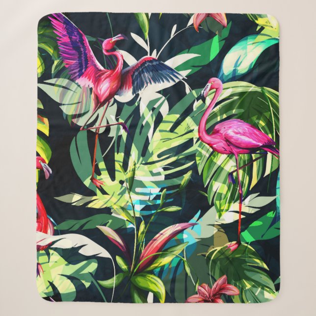 Seamless background floral pattern. Tropical leave Sherpa Blanket (Front)