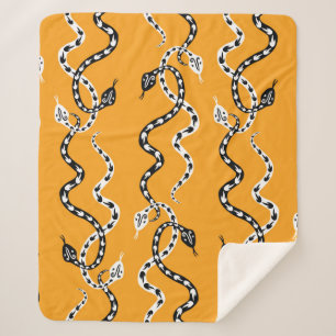 Seamless background of creeping decorative snakes sherpa blanket