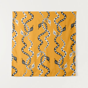 Seamless background of creeping decorative snakes tapestry