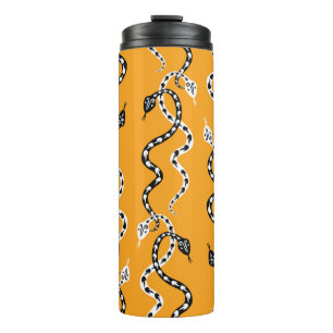 Seamless background of creeping decorative snakes thermal tumbler